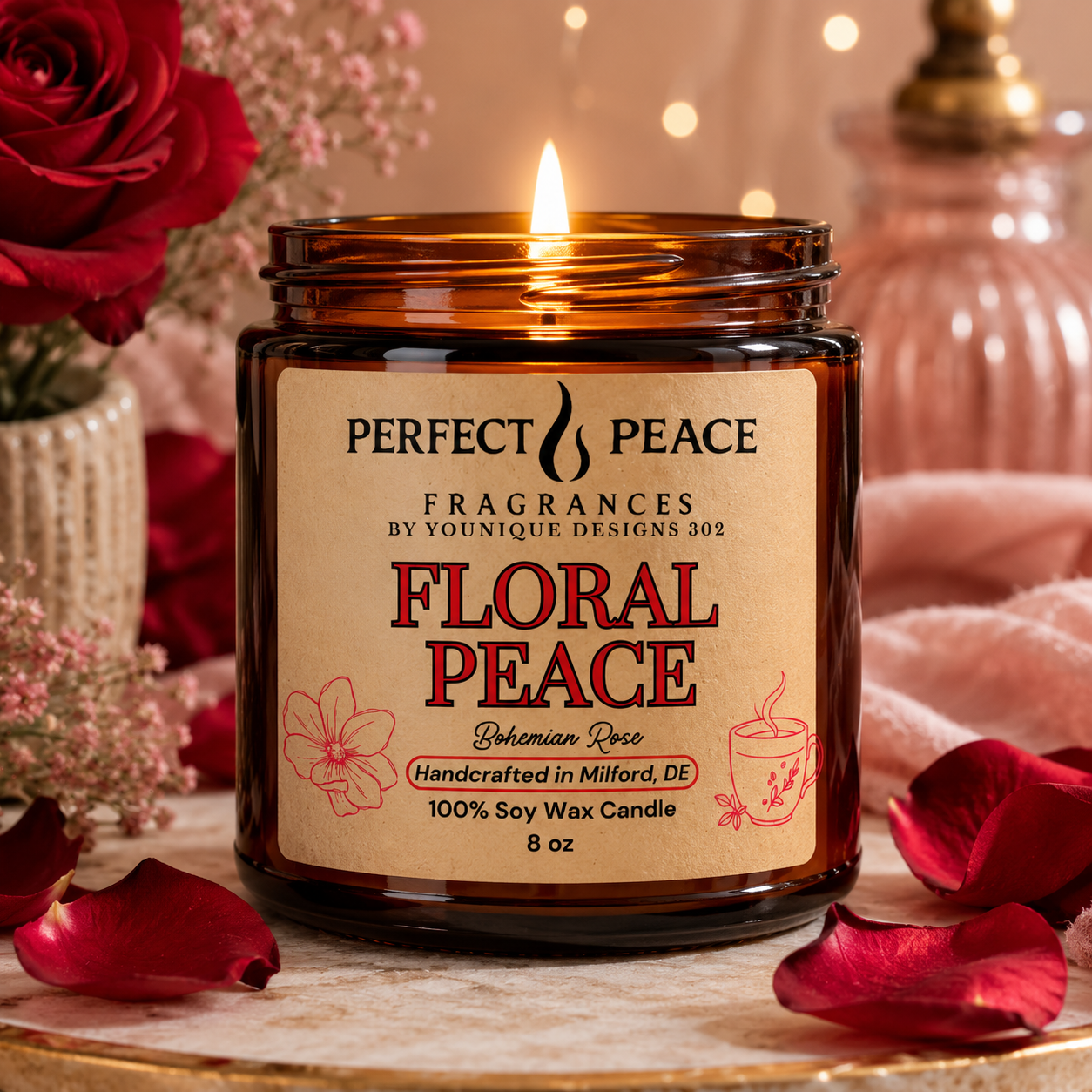 Floral Peace - 8 oz Soy Wax Candle