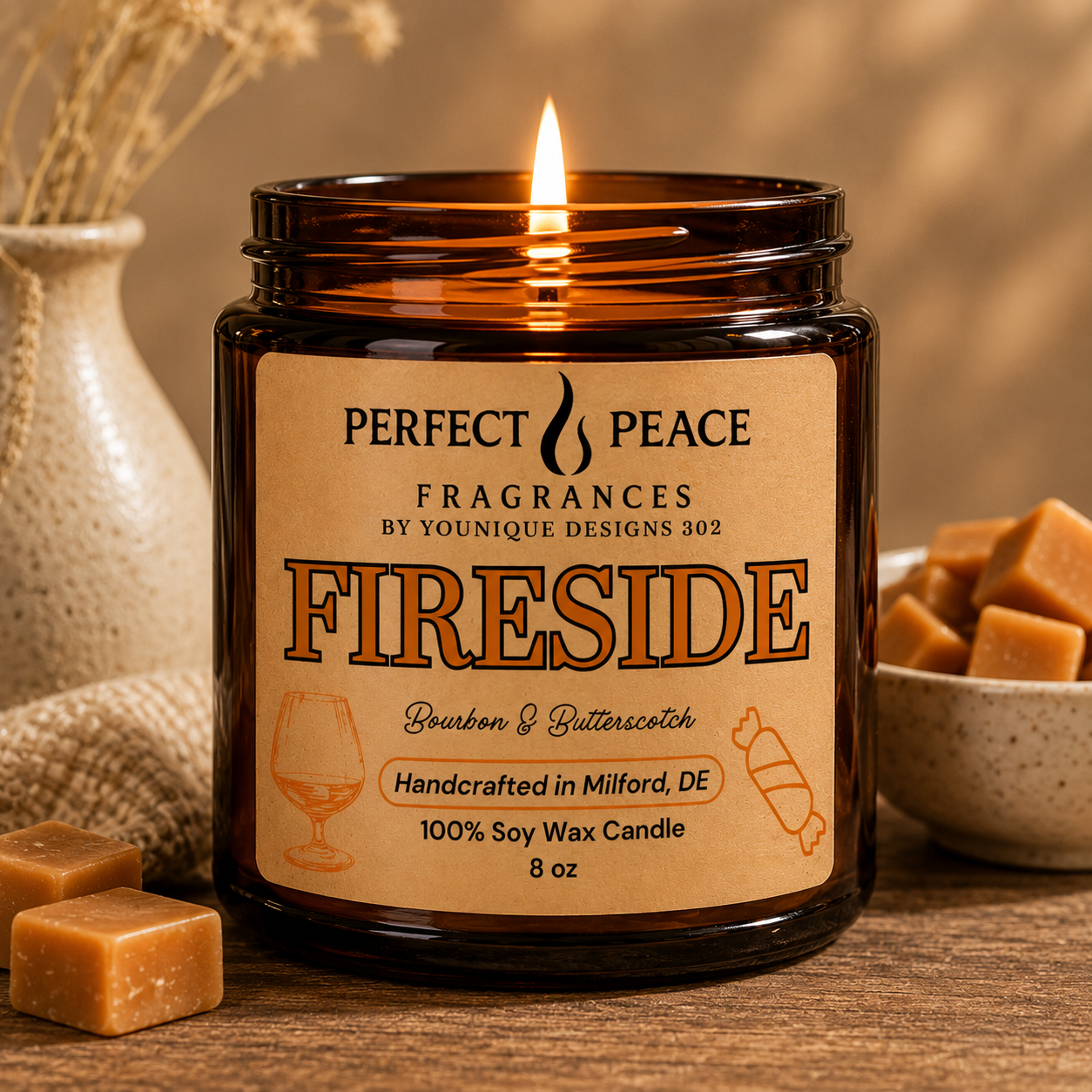 Fireside - 8 oz Soy Wax Candle
